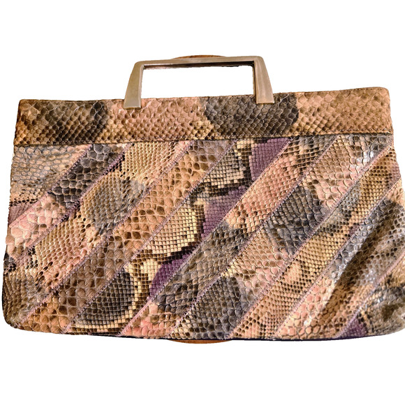 Bags By Varon Snakeskin Leather Purse Shoulder HandBag Clutch VINTAGE - Picture 2 of 11